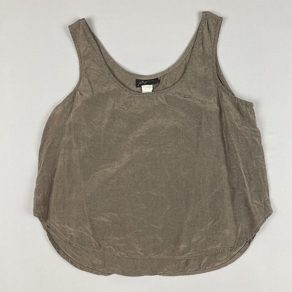 Benjamin Jay Boutique Sleeveless Silky Tank Top Women’s 12 Green/Brown Vintage - Picture 3 of 11